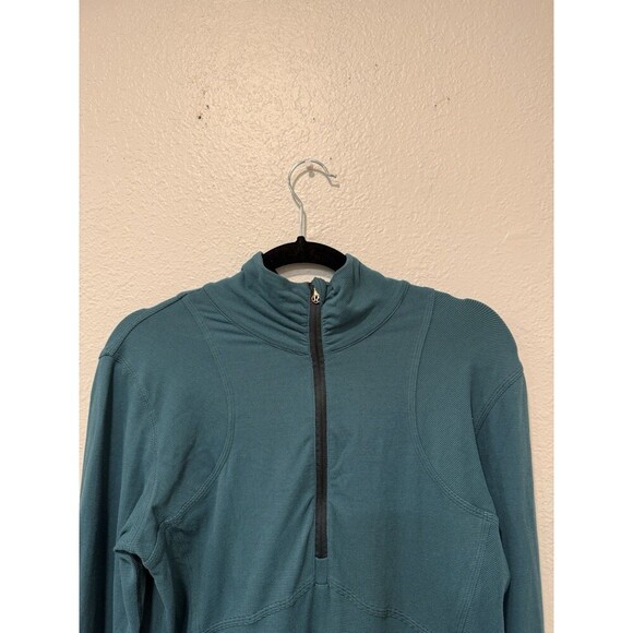 Lululemon Kanto Catch Me 1/2 ZipWee Stripe Forage Teal Dark Fuel Sz 12 - Picture 3 of 5